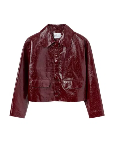 SELF-PORTRAIT SELF-PORTRAIT BURGUNDY LEATHER JACKET