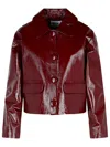 Self-portrait Leather Cropped Jacket In Burgundy