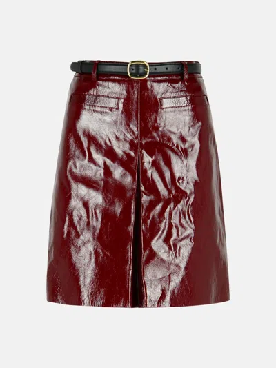 Self-portrait Burgundy Leather Miniskirt