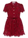 Self-portrait Burgundy Mini Dress With Lace Collar In Gold