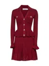 Self-portrait Self Portrait Women Burgundy Pointelle Knit Long-sleeved Mini Dress In Red