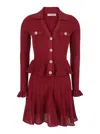 Self-portrait Self Portrait Women Burgundy Pointelle Knit Long-sleeved Mini Dress In Burgundy