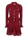 Self-portrait Self Portrait Women Burgundy Pointelle Knit Long-sleeved Mini Dress In Burgundy