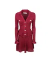 Self-portrait Burgundy Pointelle Knit Mini Dress In Red