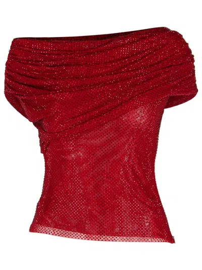 Self-portrait Self Portrait Burgundy Polyester Top In Red