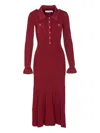 Self-portrait Self Portrait Burgundy Ribbed Knit Midi Dress In Red