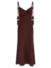 Self-portrait Burgundy Satin Flower Midi Dresses Bordeaux In Brown