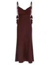 Self-portrait Burgundy Satin Flower Midi Dresses Bordeaux In Brown