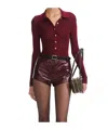 Self-portrait Self Portrait Women Burgundy Viscose Knit Long-sleeved Bodysuit In Burgundy