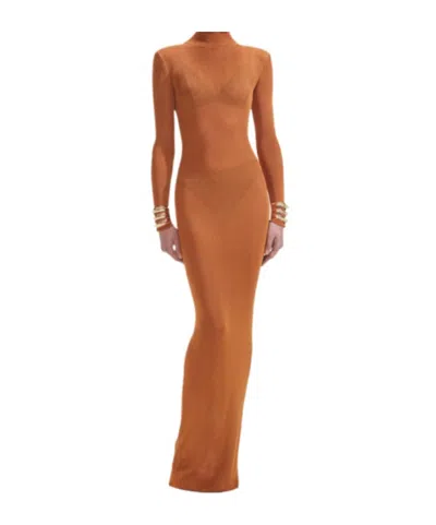 Self-portrait Burnt Orange Viscose Knit Maxi Dress