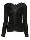 Self-portrait Button-detailed Long-sleeve T-shirt In Black