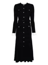 Self-portrait Button-detailed Ribbed-knit Maxi Dress In Black