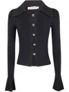 Self-portrait Fitted Ribbed Knit Cardigan With Bold Front Cutouts In Black