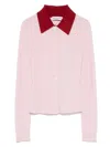 Self-portrait Wool Cardigan With Contrasting Collar In Pink