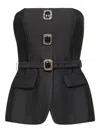 Self-portrait Button-embellished Bandeau Top In Black
