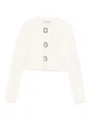 Self-portrait Womens Cream Cropped Embellished Stretch-wool Blend Cardigan In Neutral