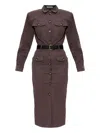 Self-portrait Button-fastening Belted Dress In Animal Print