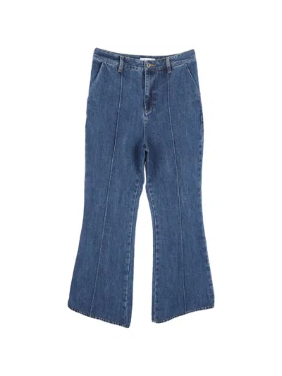 Pre-owned Self-portrait Button-fastening Flared Jeans In Blue