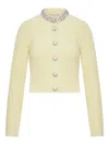 Self-portrait Crystal-embellished Cable-knit Cardigan In White
