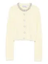 Self-portrait Crystal-embellished Cable-knit Cardigan In Yellow