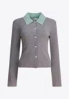 Self-portrait Buttoned Wool Cardigan In Gold