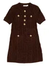 Self-portrait Cable-knit Button-front Dress In Brown