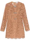 Self-portrait Womens Tan Lace Bow-embellished Woven Mini Dress In Beige