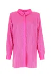 Self-portrait Hot Fix Rhinestone Embellished Satin Shirt In Pink