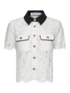 Self-portrait Lace Collar Top With Floral Detailing In White