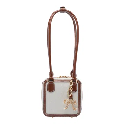 Self-portrait Canvas Square Shoulder Bag In Beige