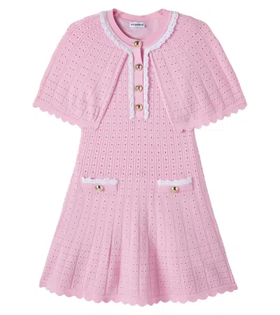 Self-portrait Kids' Caped Pointelle Dress In Pink
