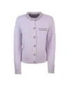 Self-portrait Lilac Crystal Trim Knit Cardigan In Purple
