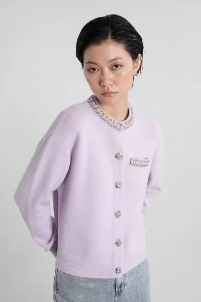 Self-portrait Cardigan In Purple