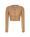 Self-portrait Cardigan Con Finiture Decorate Marrone In Brown