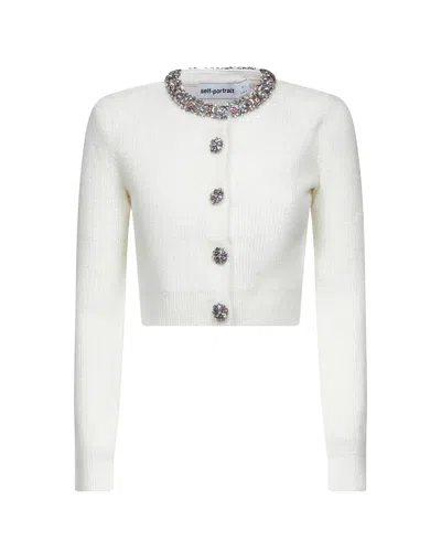 SELF-PORTRAIT CARDIGAN CON FINITURE DECORATE BIANCO