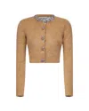 Self-portrait Cardigan Con Finiture Decorate Marrone In Brown