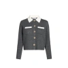 Self-portrait Self Portrait Cardigan With Contrasting Collar In Gray