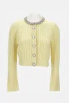 Self-portrait Cardigan In Mixed Wool With Rhinestones In Gold