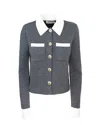 Self-portrait Self Portrait Women Wool Blend Cardigan With Contrasting Collar In Gray