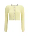 Self-portrait Cardigan In Alpaca Giallo In Yellow