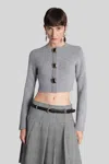 Self-portrait Cropped Gray Sweater With Decorative Buttons In Gray