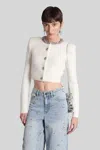 Self-portrait Cardigan In White Polyester In White