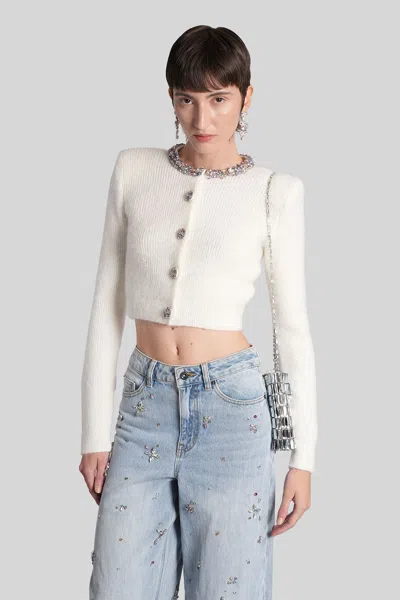 Self-portrait Cardigan In White Polyester