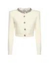 Self-portrait Embellished Trim Cardigan In White