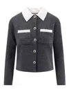 Self-portrait Contrast Collar Wool Blend Cardigan In Black