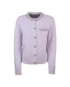 Self-portrait Lilac Crystal Trim Knit Cardigan In Purple