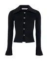 Self-portrait Fitted Ribbed Knit Cardigan With Bold Front Cutouts In Black