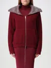 Self-portrait Burgundy Diamante Collar Knit Jacket Burgundy In Burgundy