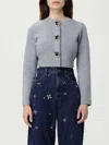 Self-portrait Jewelled-button Wool Cardigan In Gray