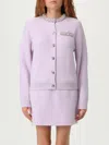 Self-portrait Lilac Crystal Trim Knit Cardigan In Purple